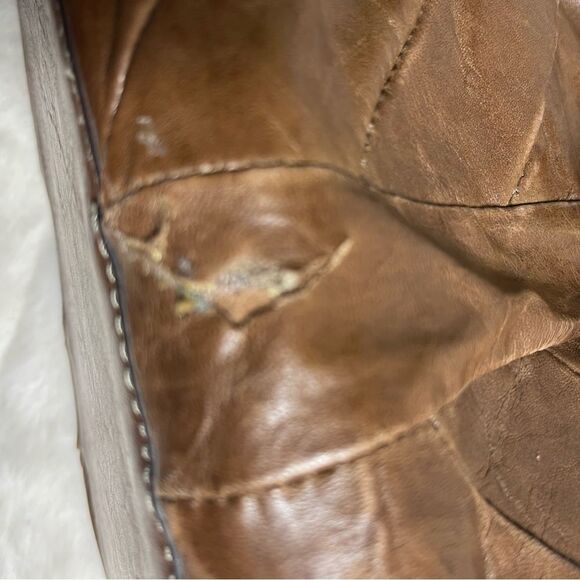 Vintage leather brown juicy Couture large satchel frame top crush lock . - Picture 7 of 16